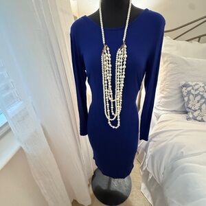 Elegant Blue Scoopneck Backless Dress